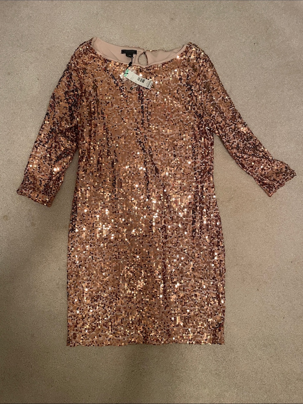 Metaphor Rose Gold Sequin Shift Dress